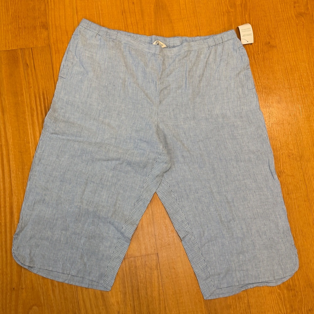 Coldwater Creek Blue and White Striped Cropped Pants